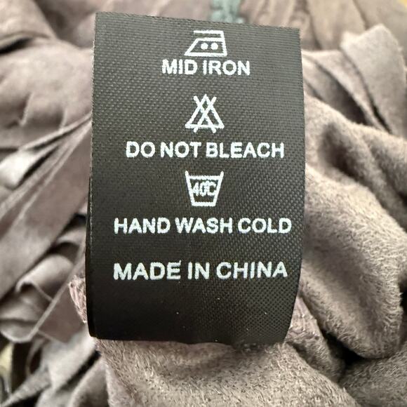 Pretty Angel Gray Linen Cotton Blend Fringe Western Boho Tunic Dress | M/L - Picture 7 of 11